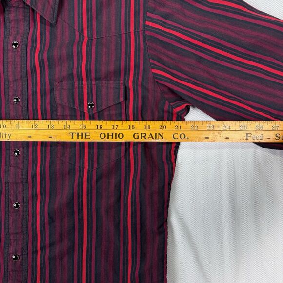 Wrangler Western Pearl Snap Striped Rodeo Mens Size Medium Long Sleeve‎ Shirt - Picture 6 of 7